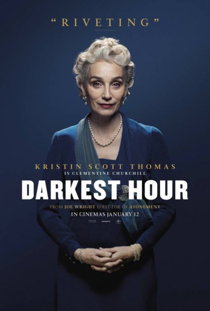 کریستین اسکات توماس در نمایی از پوستر فیلم سینمایی  «تاریک ترین ساعت»(Darkest Hour) 